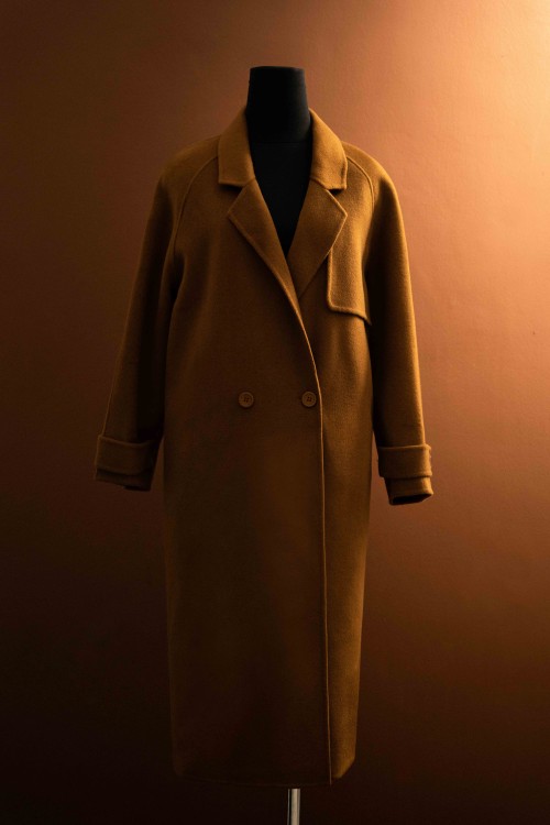 Sixdo Brown Notch Lapel Neck Long Coat