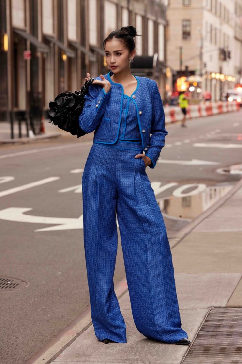 Dark Blue Tweed Pants