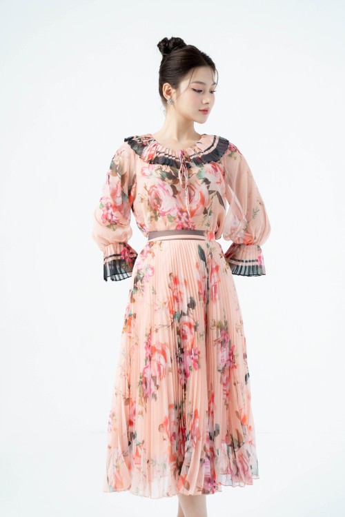 Sixdo Orangish-pink Rose Voile Top (Áo nữ)