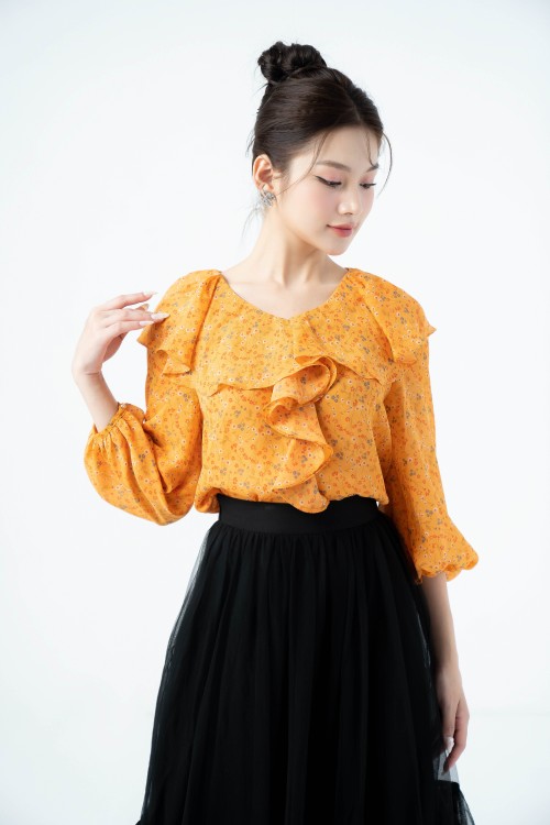 Sixdo Floral Voile Top (Áo nữ)