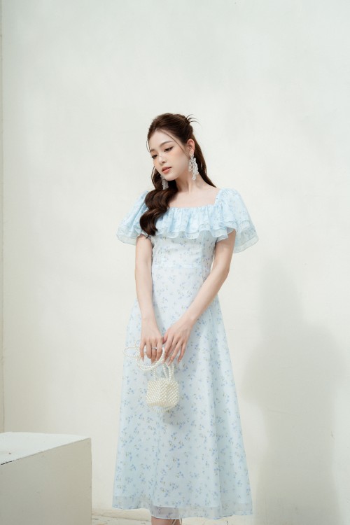 Z-Light Blue Floral Midi Dress