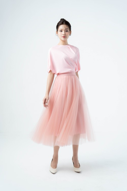 Pleated Midi Mesh Skirt 2 (Chân váy)