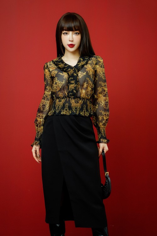 Black Baroque Long Sleeves Shirt