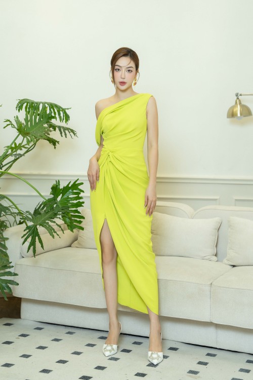 Draped Midi Silk Dress