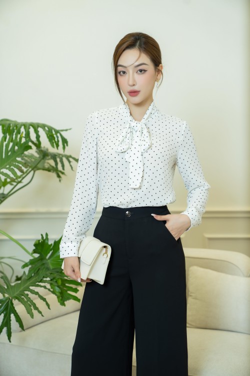 Polka Dot Chiffon Top (Áo nữ)