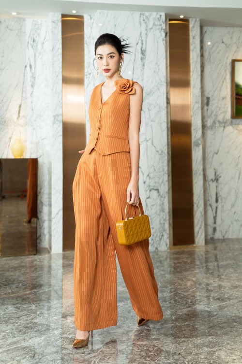 Ochre Stripe Wide Leg Woven Pants