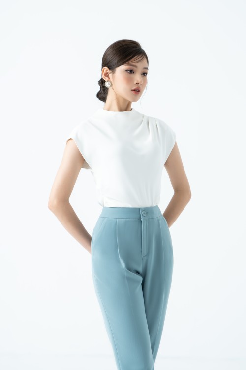 White Cap Sleeves Silk Top