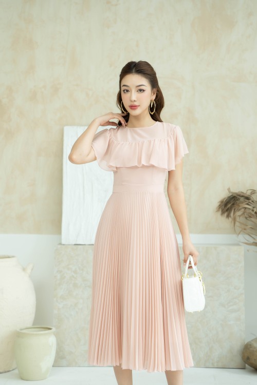 Pleated Midi Woven Dress 1