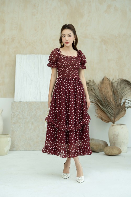 Polka Dot Midi Voile Dress 1