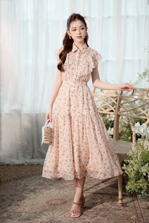 Z-Nude Floral Midi Voile Dress