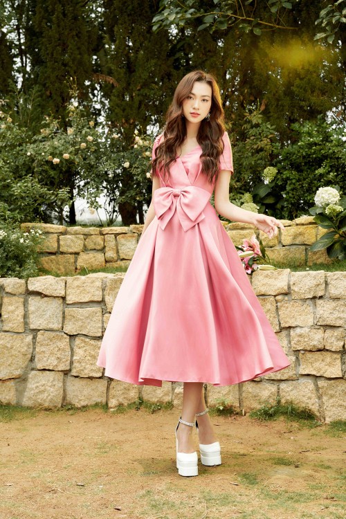 Wraparound Midi Taffeta Dress