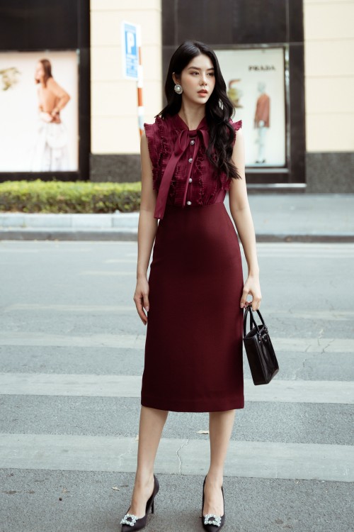 Plum Midi Raw Dress