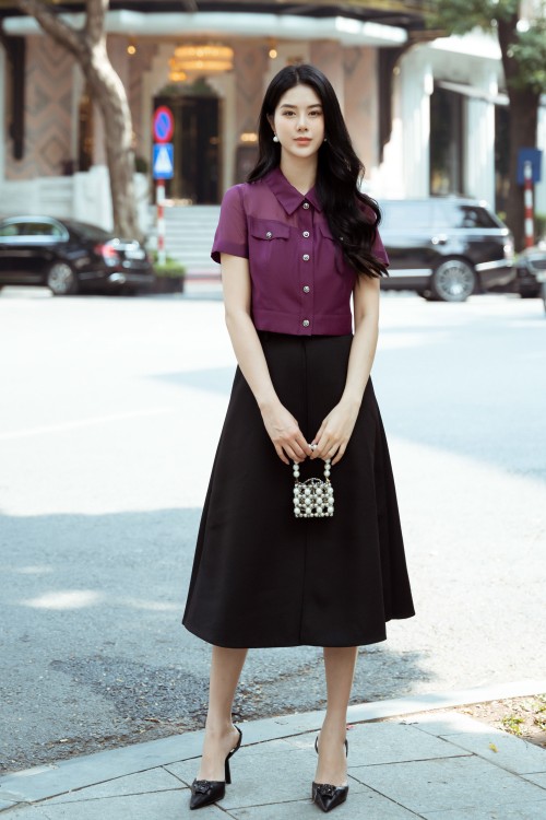 Dark Violet Short Sleeves Shirt