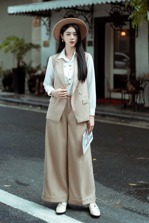 Delicate Yellow Wide Leg Raw Pants