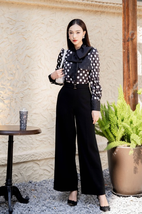 Black Wide Leg Woven Pants 4