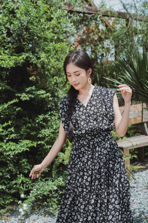 Black Floral Voile Top (Áo nữ)