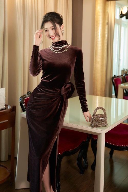 Váy Đầm - Plum Midi Tweed Dress