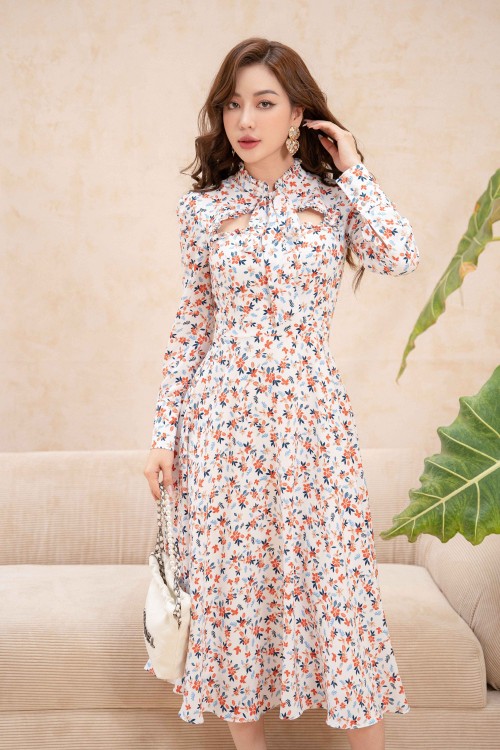 Floral Midi Silk Dress