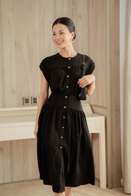 Black Midi Silk Dress 2