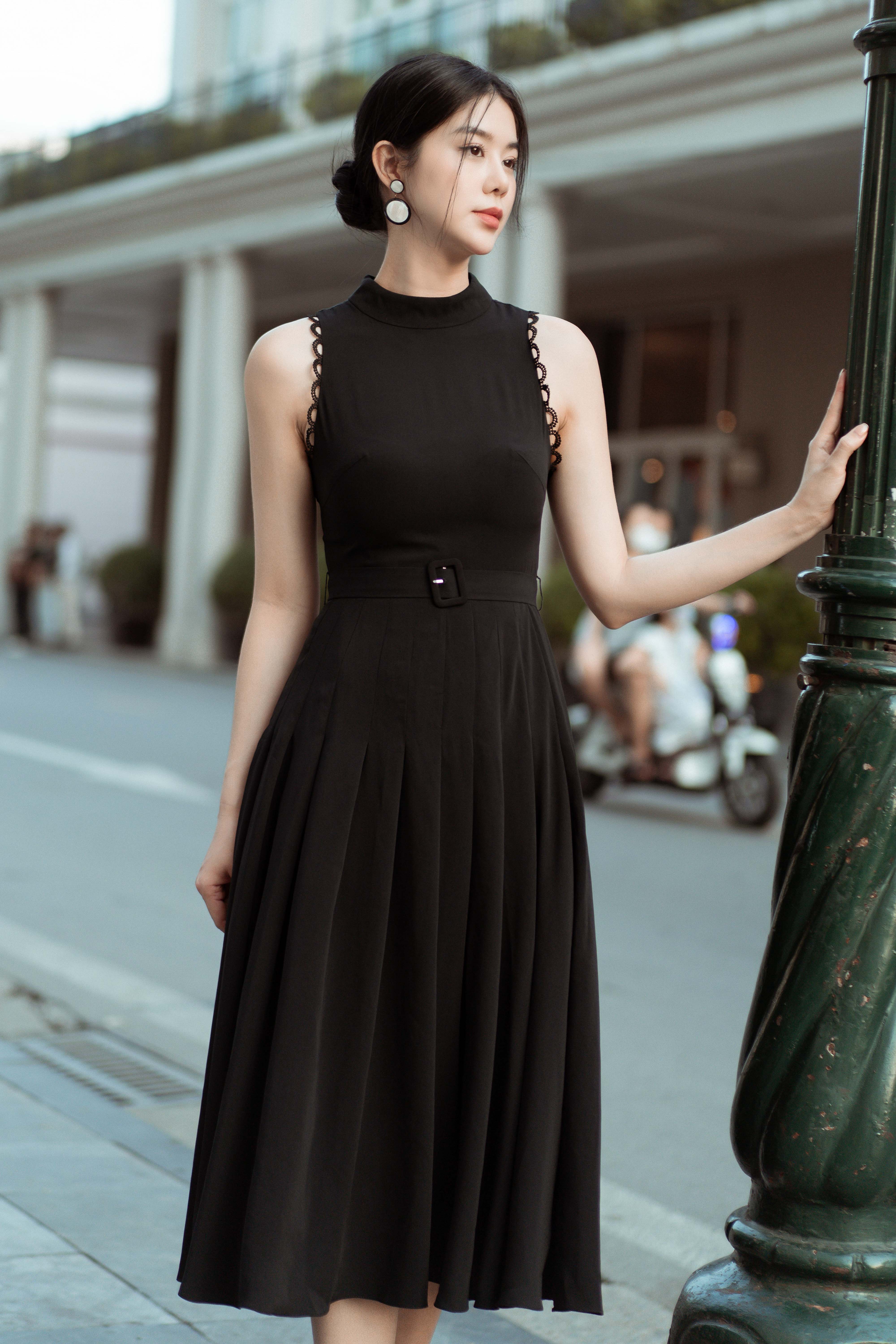 Korean Elegant Womens Spring Autumn Fashion Slim Long Sleeve Black Mini  Dress | eBay