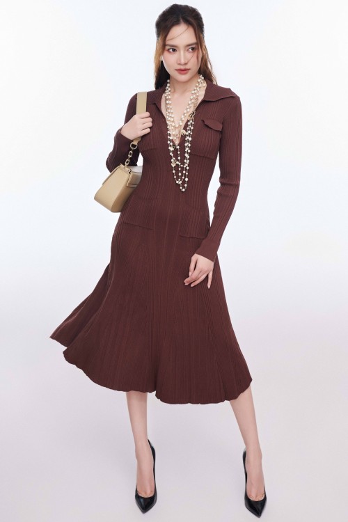 Dark Brown Knit Mermaid Dress