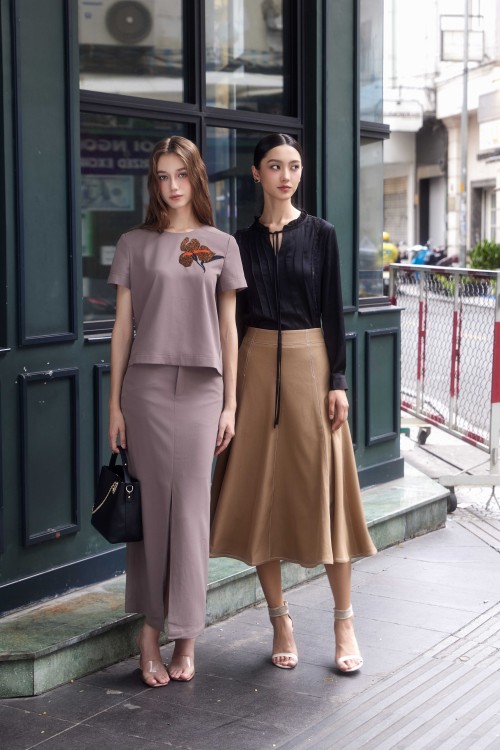 Sixdo Teak Megashi Pencil Skirt