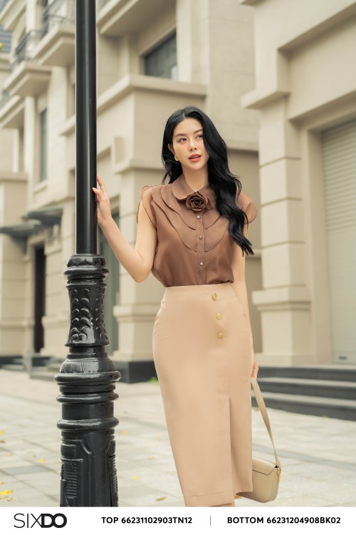 Delicate Yellow Woven Midi Skirt