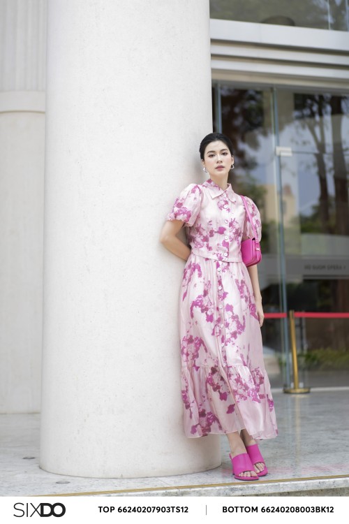 Light Pink Organza Midi Skirt