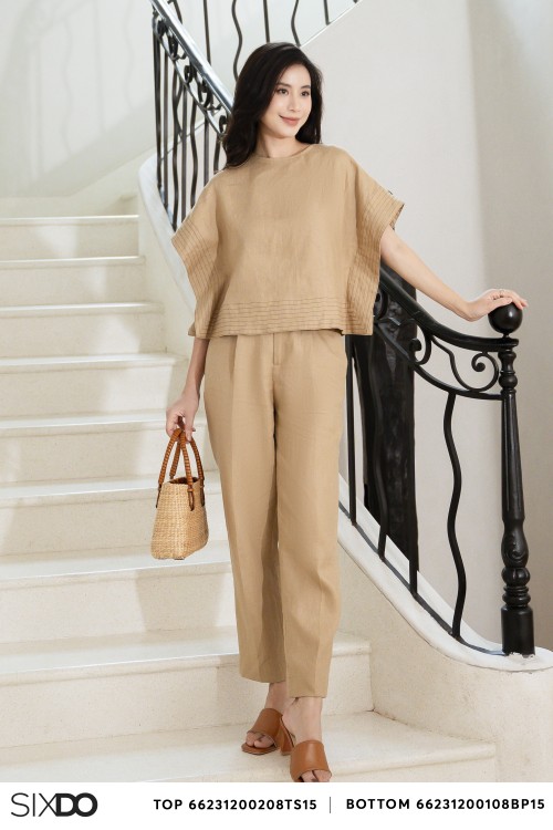 Yellowish Brown Baggy Linen Pants