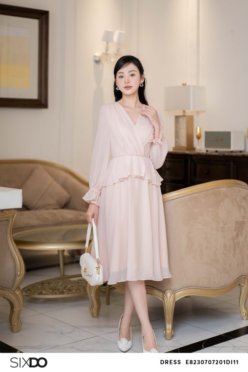 Wraparound Midi Chiffon Dress