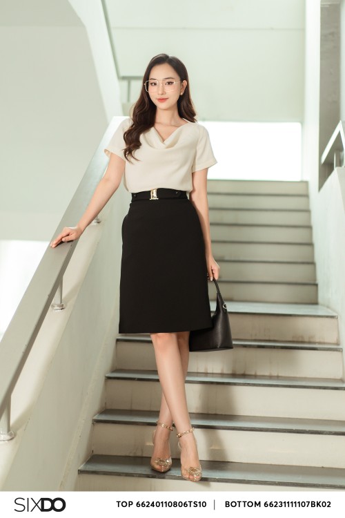 Black Woven Midi Skirt