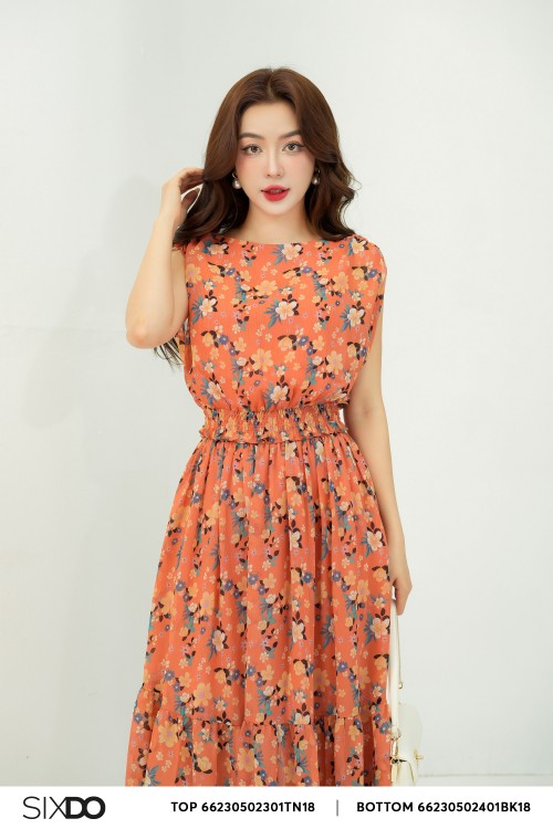 Ochre Floral Voile Top (Áo nữ)