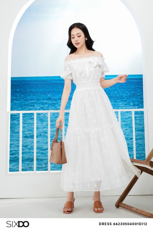 White Floral Midi Dress