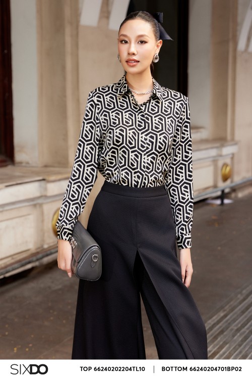 Black Long Sleeves Silk Shirt