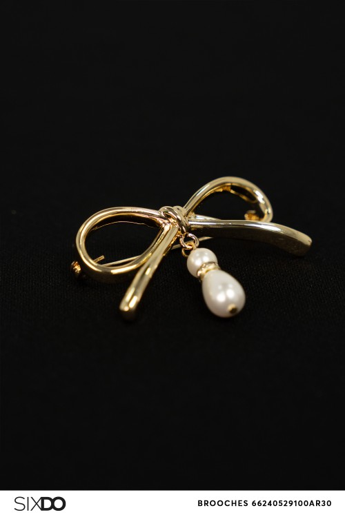 Sixdo Bow Pearl Brooch