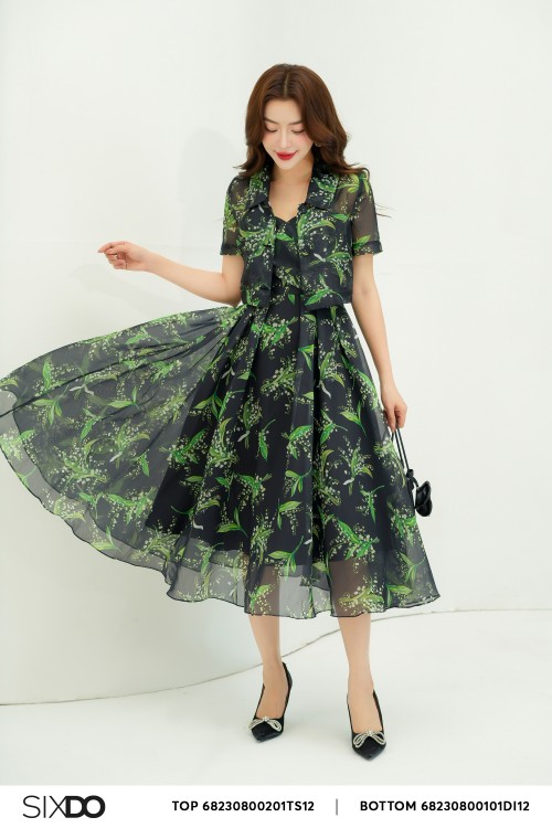 Black Floral Midi Dress 1