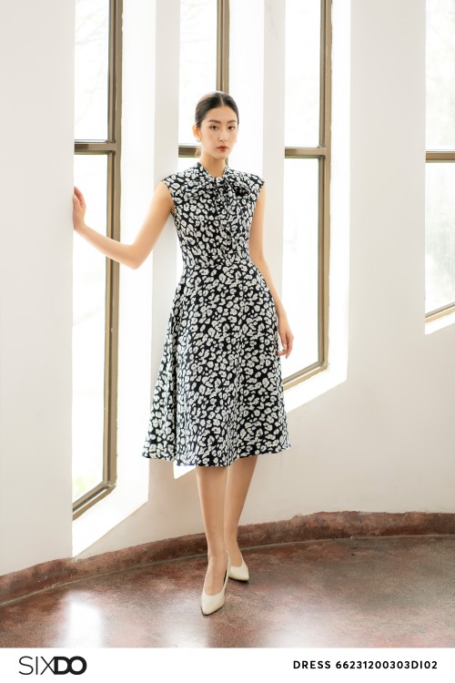 Sixdo Bow-tie Woven Midi Dress