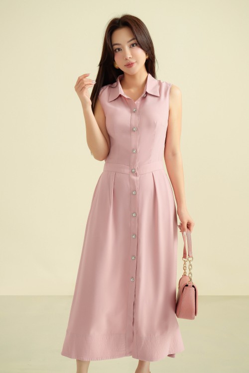 Sixdo G-Pink Sleeveless Woven Flared Dress