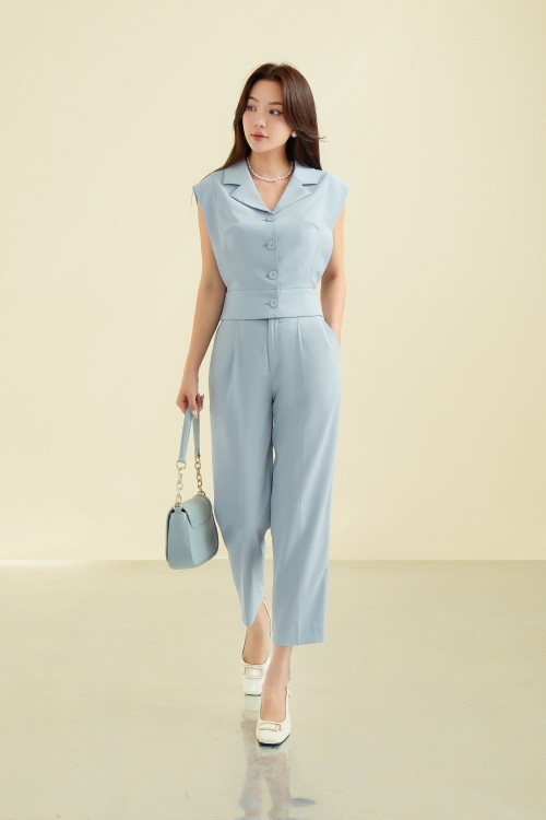 Light Blue Grey Woven Top