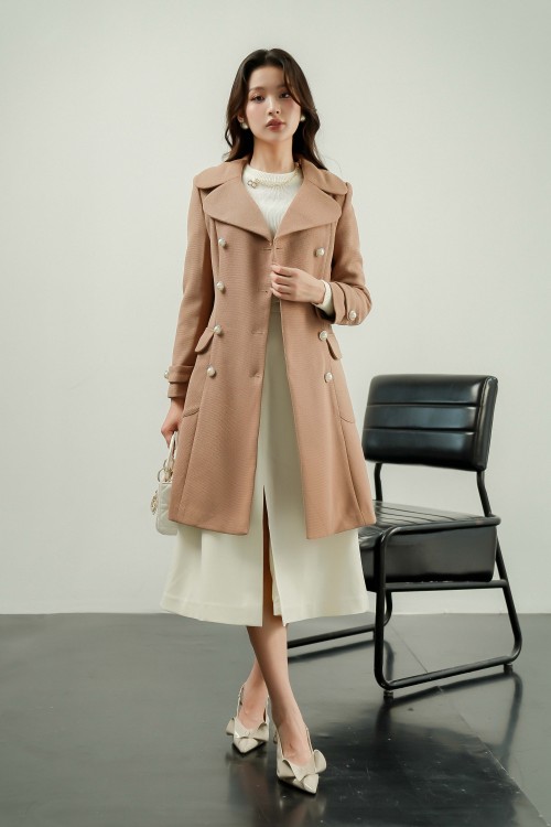 Light Brown Long Woven Coat