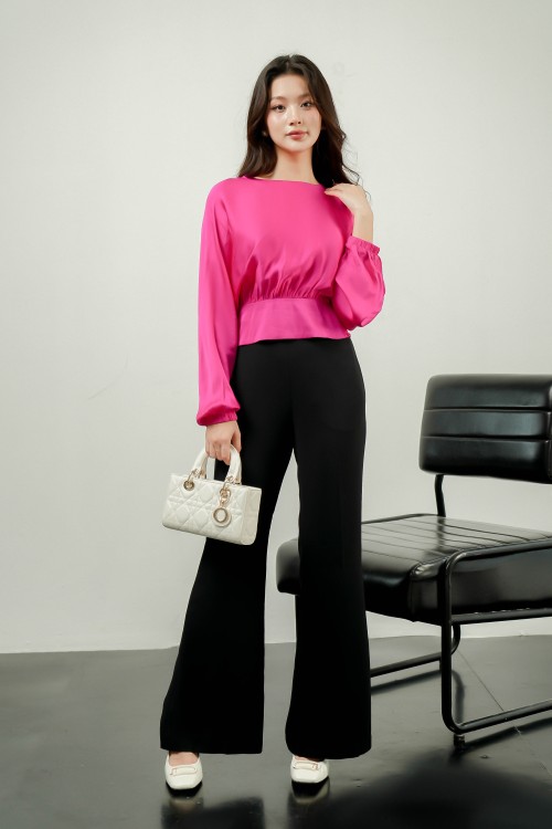 Black Flared Woven Pants 1