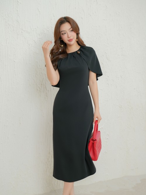 Black Silk Midi Dress