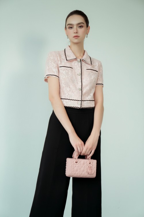 Pink Floral Lace Blouse