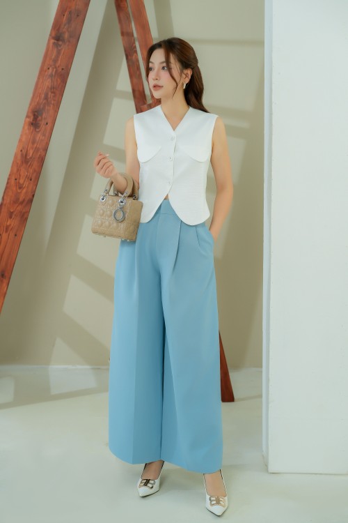 Light Blue Wide Leg Woven Pants