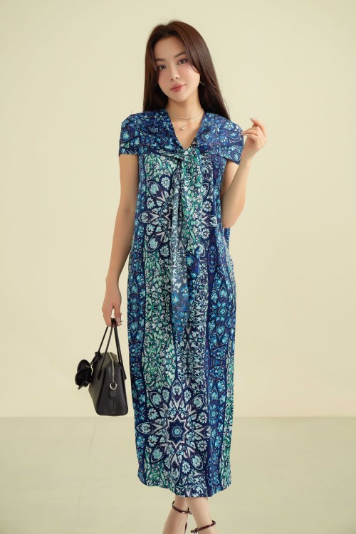 G-Dark Navy Silk Loose Dress