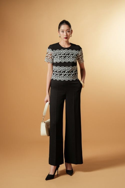 Black Woven Loose Pants