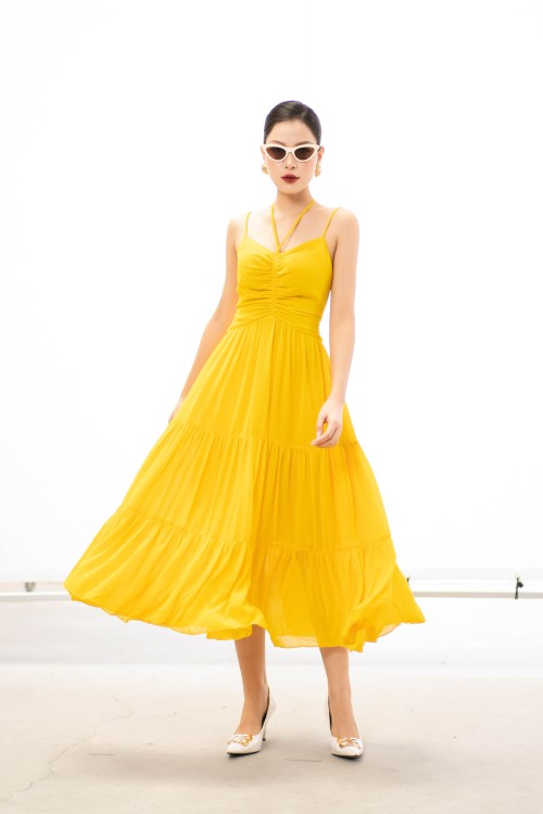 Yellow Chiffon Maxi Dress