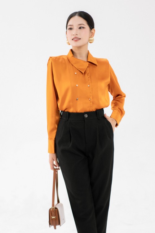 Ochre Long Sleeves Silk Shirt 1