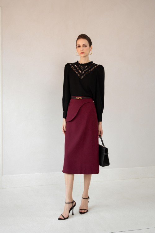 Plum Woven Loose Skirt