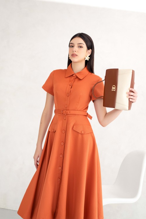 Orange Tuytsi Flared Dress